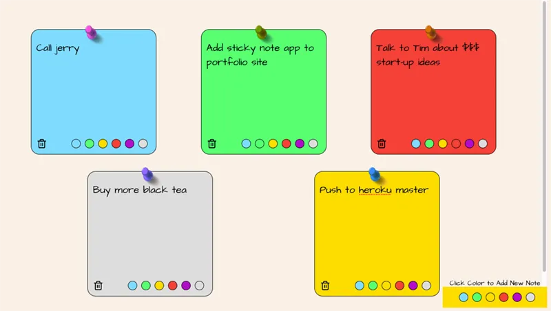 Finished Sticky Note App